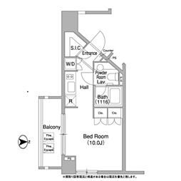 コンフォリア大森DEUX 2階ワンルームの間取り