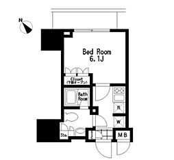 レジディア大森III 5階1Kの間取り