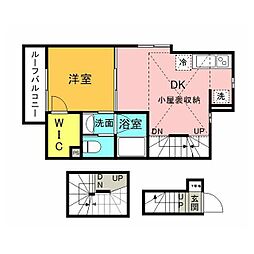 K−house西蒲田 3階1LDKの間取り