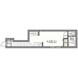 メリディアン山王 2階ワンルームの間取り