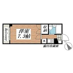 ヒルズガーデン東雪谷 2階1Kの間取り