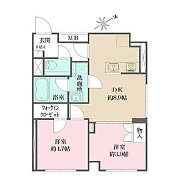 Fika大井町 5階2DKの間取り