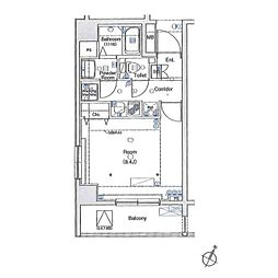 L-Flat田町 1Kの間取図画像