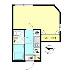 ベルエクラ品川 1Kの間取図画像