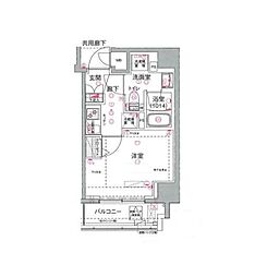 スクエアシティ川崎東田町 1Kの間取図画像
