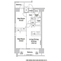 COMFORIA芝浦 2LDKの間取図画像