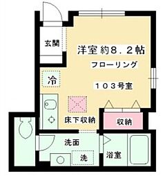 Kハイム 1階ワンルームの間取り