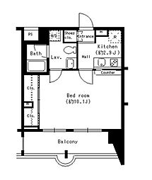 ホワイトフロント 3階1Kの間取り