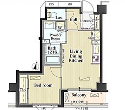パークアクシス自由が丘テラス 3階1LDKの間取り
