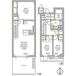 アジールコート都立大学 1階3LDKの間取り