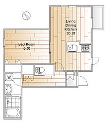 ラフィネ八雲 1階1LDKの間取り
