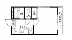リリックコート中根ヒルズ 1階1Kの間取り