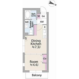 COMPOSITE目黒学芸大学THEPARK 2階1DKの間取り