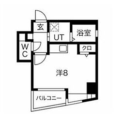 スパシエルクス五反田 10階ワンルームの間取り