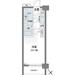 エコロジー都立大学レジデンス 1Kの間取図画像