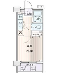 エコロジー都立大学レジデンス 1Kの間取図画像
