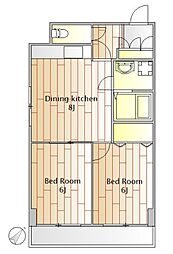 ロイヤルエクセレント学芸大 2DKの間取図画像