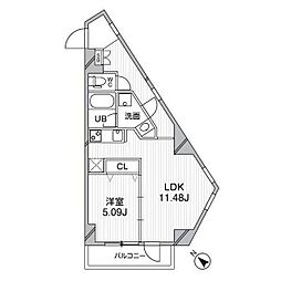 ルクレ西馬込 1LDKの間取図画像