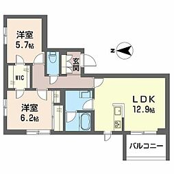 HILLTOP深沢 2LDKの間取図画像