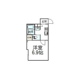Solid上池台 1Kの間取図画像