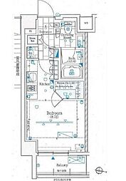 アプリーレ池上 2階ワンルームの間取り