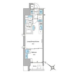 ルフォンプログレ西大井プレミア 8階1LDKの間取り