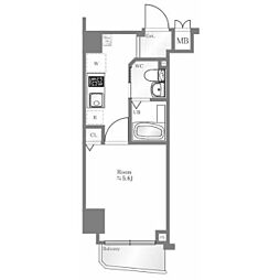 クレイシア西蒲田 6階1Kの間取り