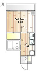 トーレタケダ 3階1DKの間取り