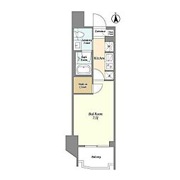 ウェルスクエア西蒲田 3階1Kの間取り