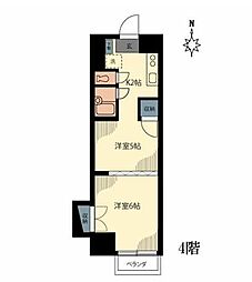 杉山ビル 4階2Kの間取り
