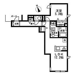 アンシェール 1LDKの間取図画像