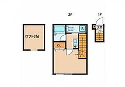 ビッグゼンII 2階1Kの間取り