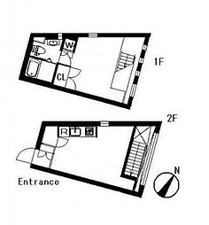 ラティエラ祐天寺 2階1LDKの間取り