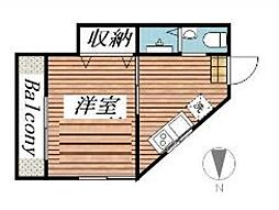 三軒茶屋マンション 3階1Kの間取り