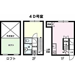 アーバンリゾート世田谷4 2階1LDKの間取り