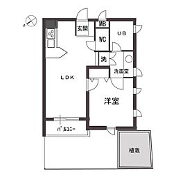 エルスタンザ中目黒 1LDKの間取図画像