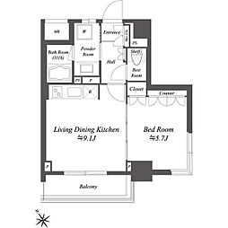 レジデンシャル目黒 1LDKの間取図画像