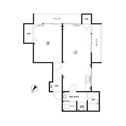 パレス赤坂 1LDKの間取図画像