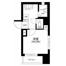 ロワール島津山南 1Kの間取図画像