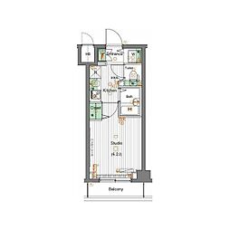 ガーラ大井町ゼームス坂上 1Kの間取図画像