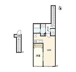 ウェルスクエア等々力 2階1LDKの間取り