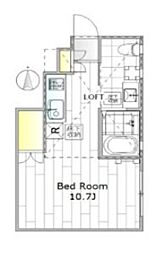 アマランタイン自由が丘 1階ワンルームの間取り