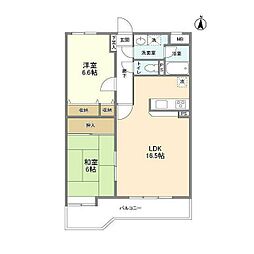 五反山ヒルズ 2LDKの間取図画像