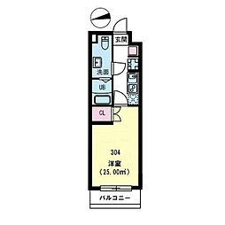 スマートVILLA旗の台3 1Kの間取図画像