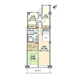 大倉山ハイム1号棟 3LDKの間取図画像