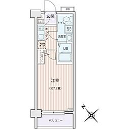 エコロジー都立大学レジデンス 1Kの間取図画像