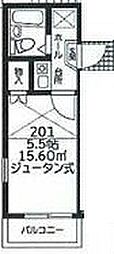 レオパレス等々力伍番館 1Kの間取図画像