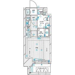 メインステージ蒲田6エグザ 1Kの間取図画像