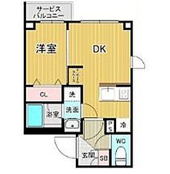 HILLTOP南蒲田 1DKの間取図画像