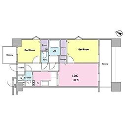 ラフュージュ大井町 2LDKの間取図画像